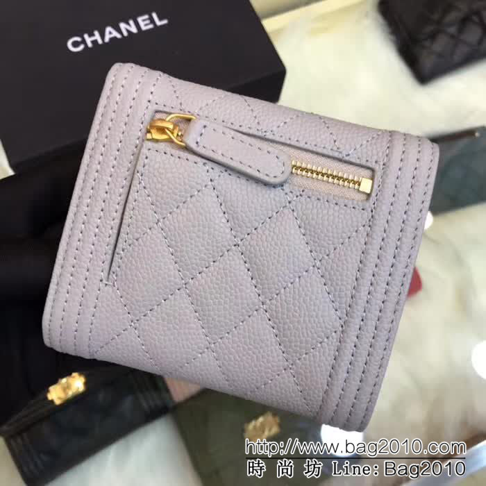 CHANEL香奈兒 古巴CU系列 leboy短三折錢包 荔枝牛皮綾格紋 復古金扣 80734  DJC3151